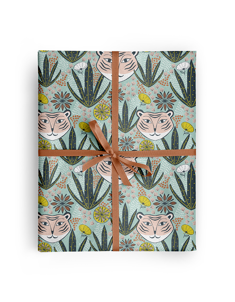 Mid-Century Mod Tiger Wrapping Paper Roll - 20x29 | 2 Sheets
