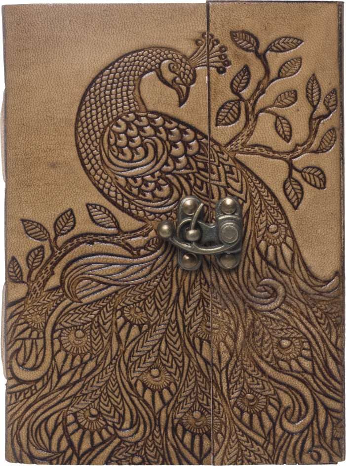 The Peacock - Embossed Leather Travel Journal