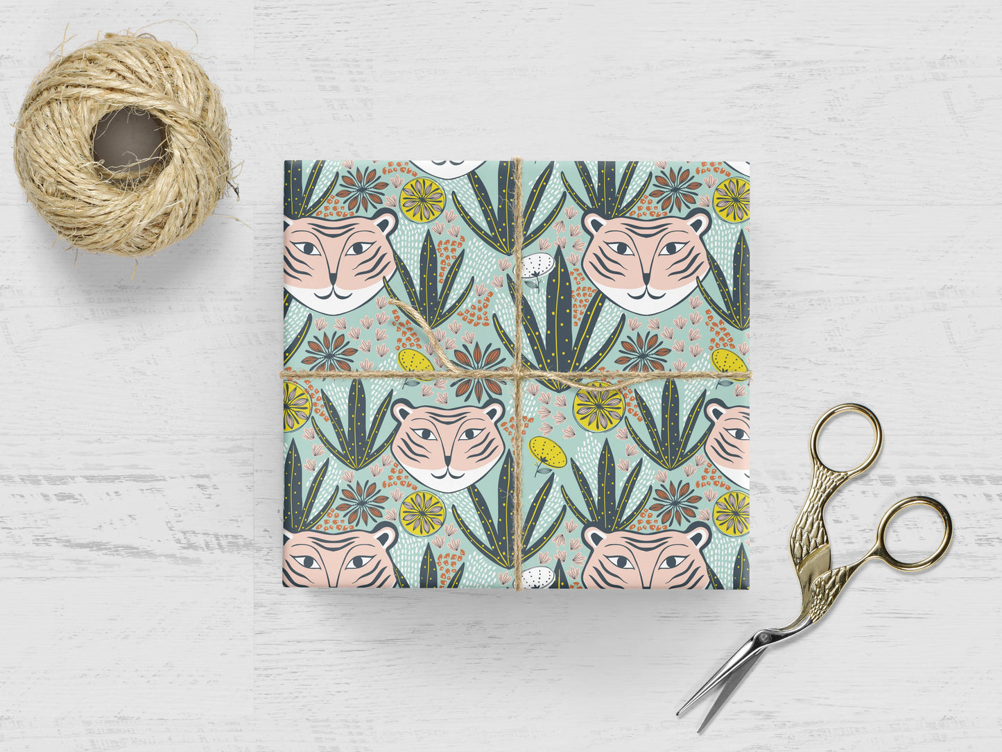 Mid-Century Mod Tiger Wrapping Paper Roll - 20x29 | 2 Sheets
