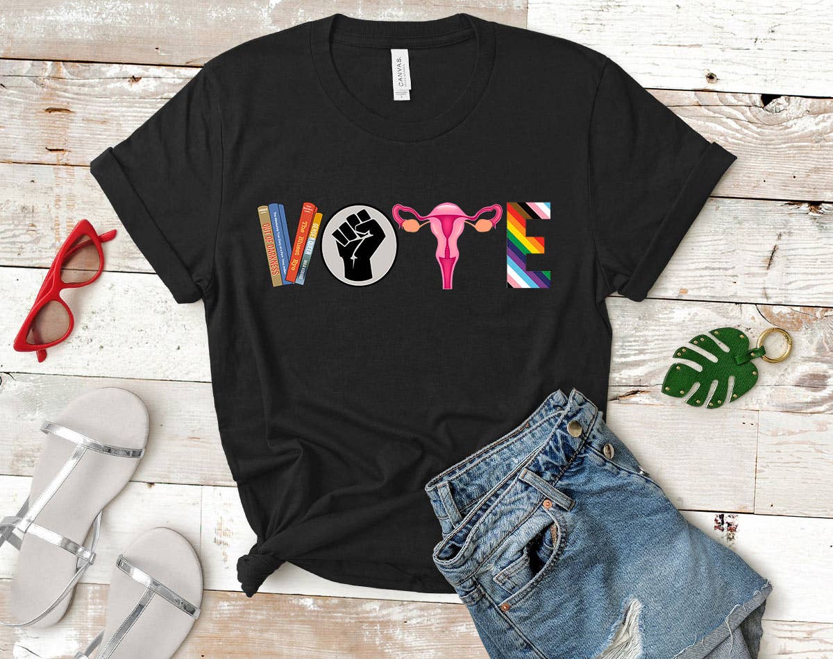 Vote - BLM Banned Books Female Gay Trans Rights T-Shirt