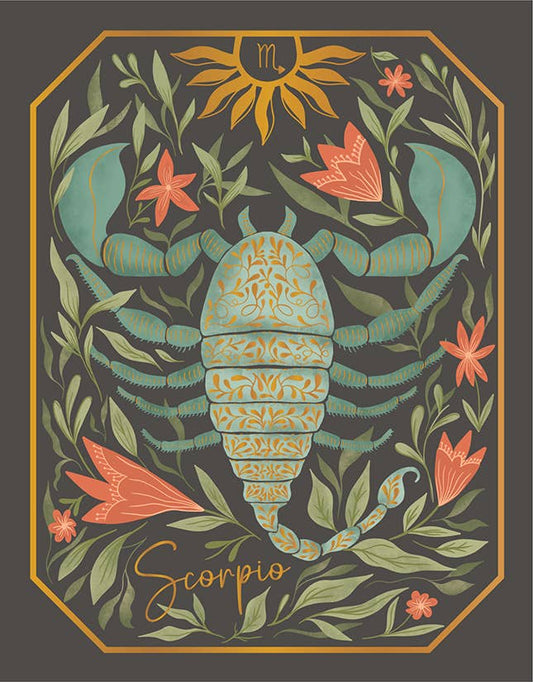 The Scorpio Zodiac Garden Gold Foil Greeting Card