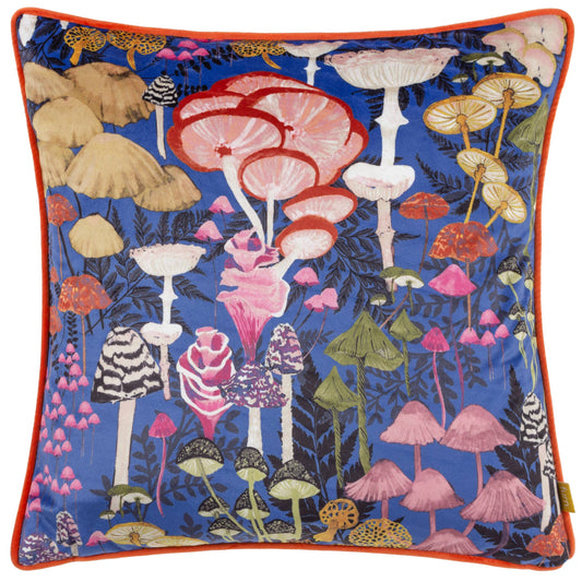 Amanita Mushroom Cushion in Cobalt Blue