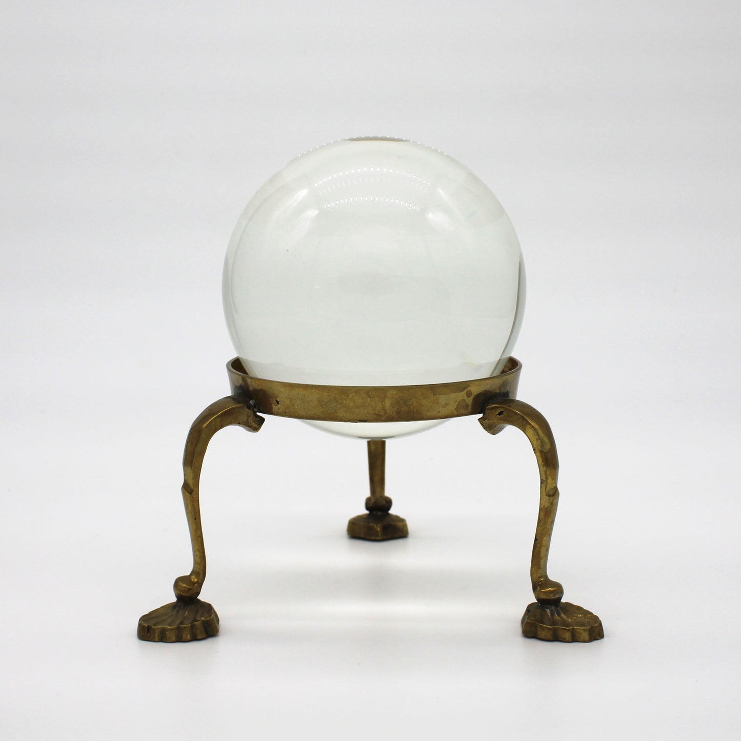 Vintage Crystal Ball with Brass Stand