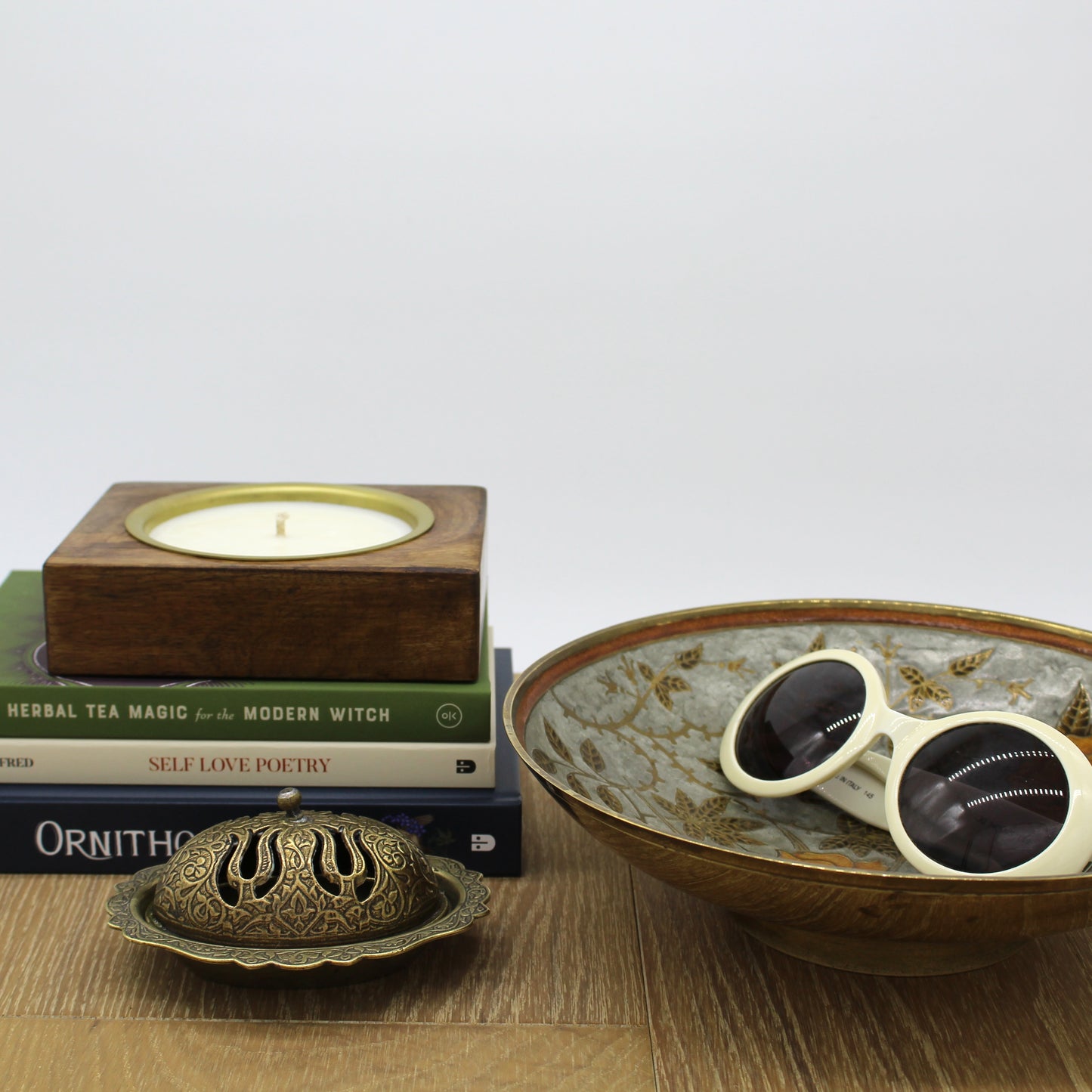 Cloisonné Botanical Brass Bowl