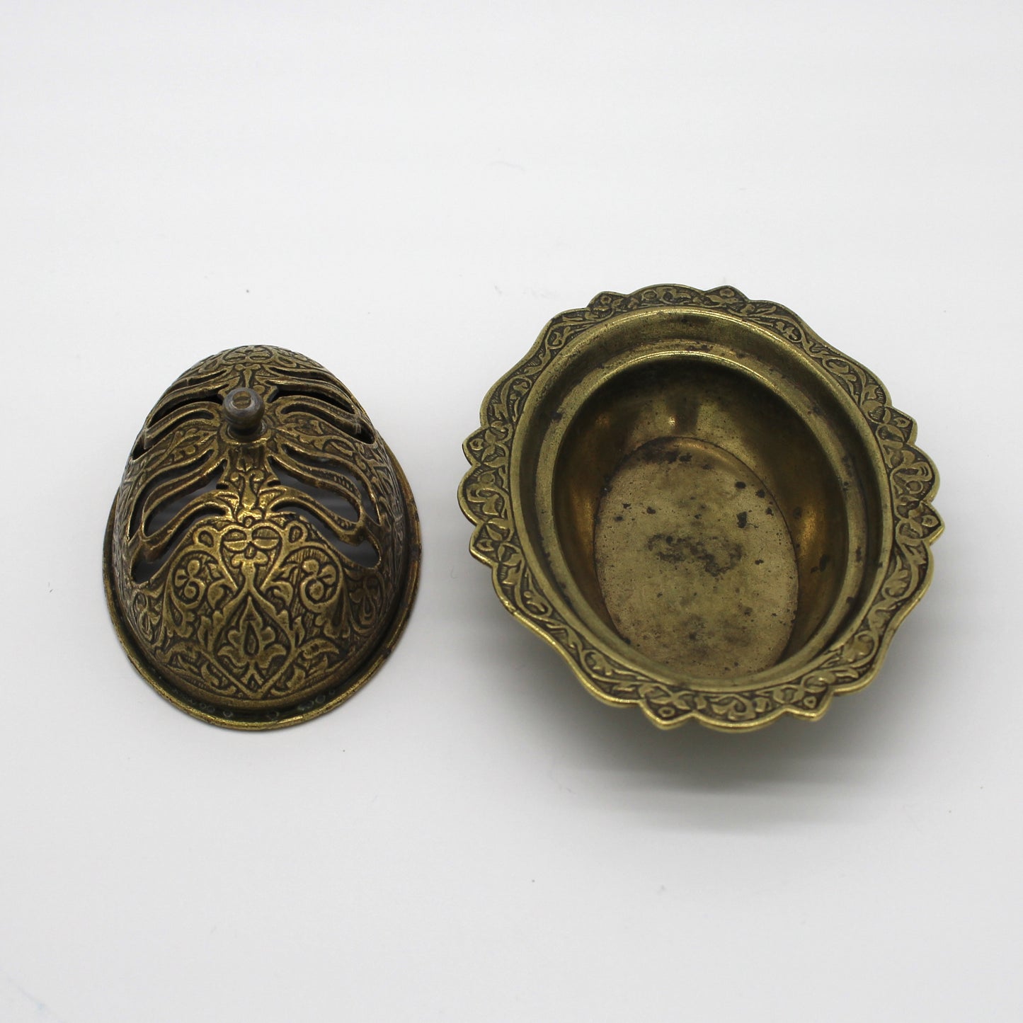 Antique Lidded Brass Incense Burner