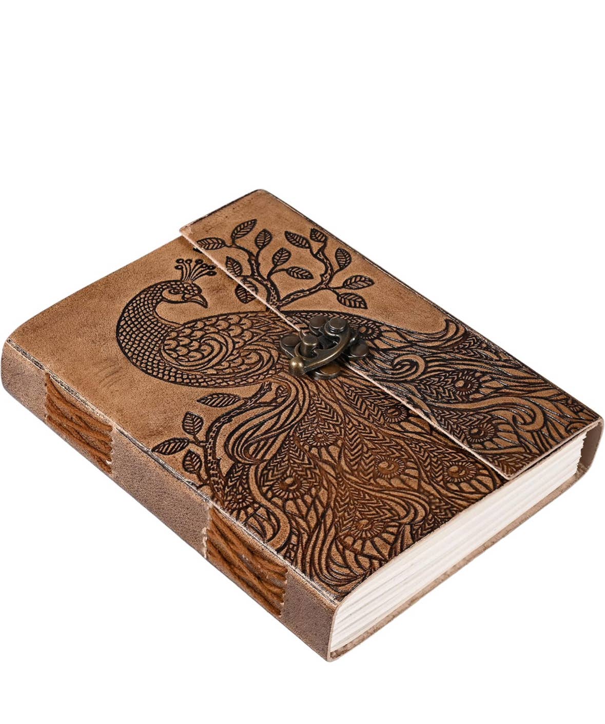 The Peacock - Embossed Leather Travel Journal