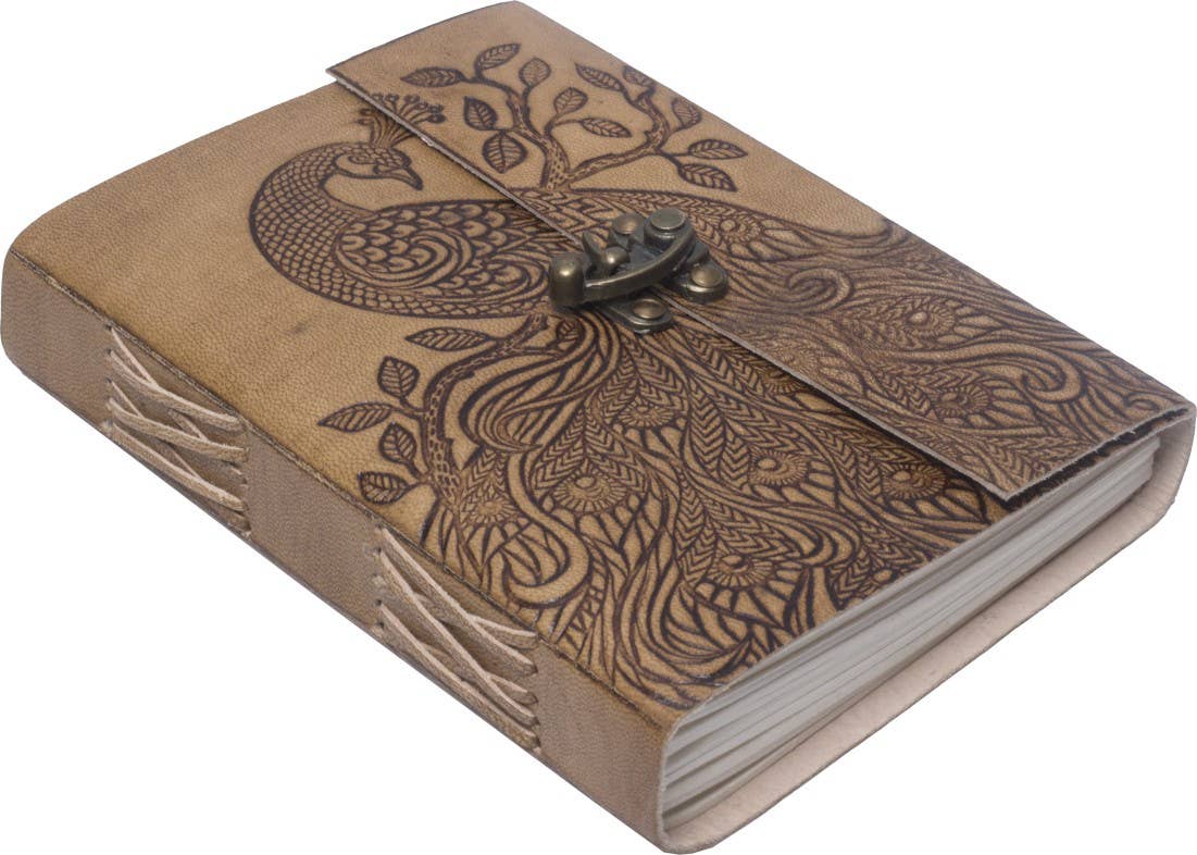 The Peacock - Embossed Leather Travel Journal
