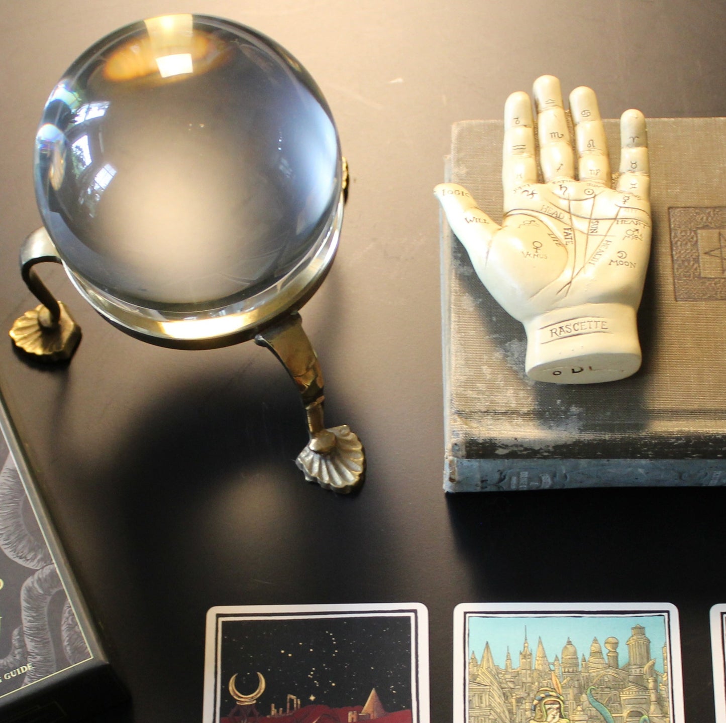 Vintage Crystal Ball with Brass Stand