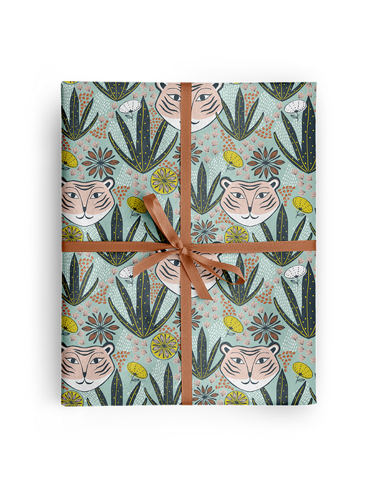 Mid-Century Mod Tiger Wrapping Paper Roll - 20x29 | 2 Sheets