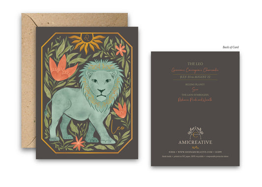 The Leo Zodiac Garden Gold Foil Greeting Card
