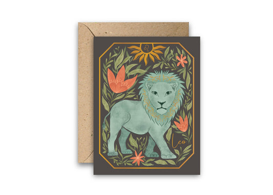 The Leo Zodiac Garden Gold Foil Greeting Card