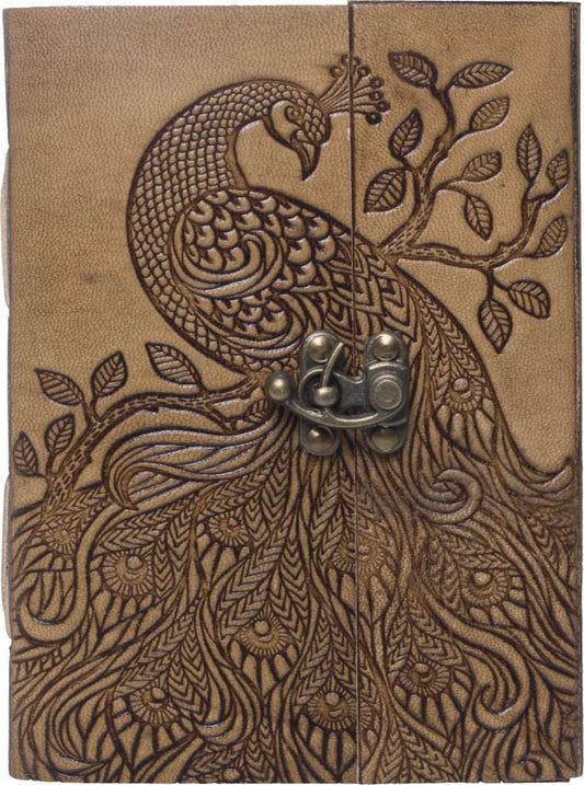 The Peacock - Embossed Leather Travel Journal