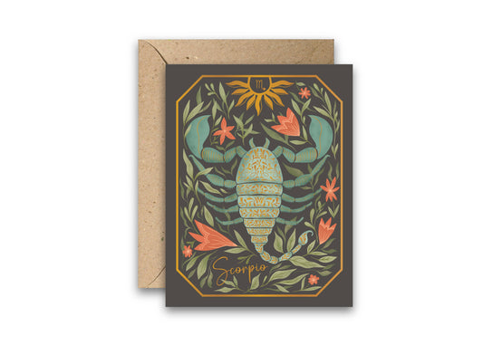 The Scorpio Zodiac Garden Gold Foil Greeting Card