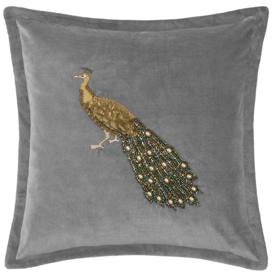 Mayura Embroidered Cushion Steel