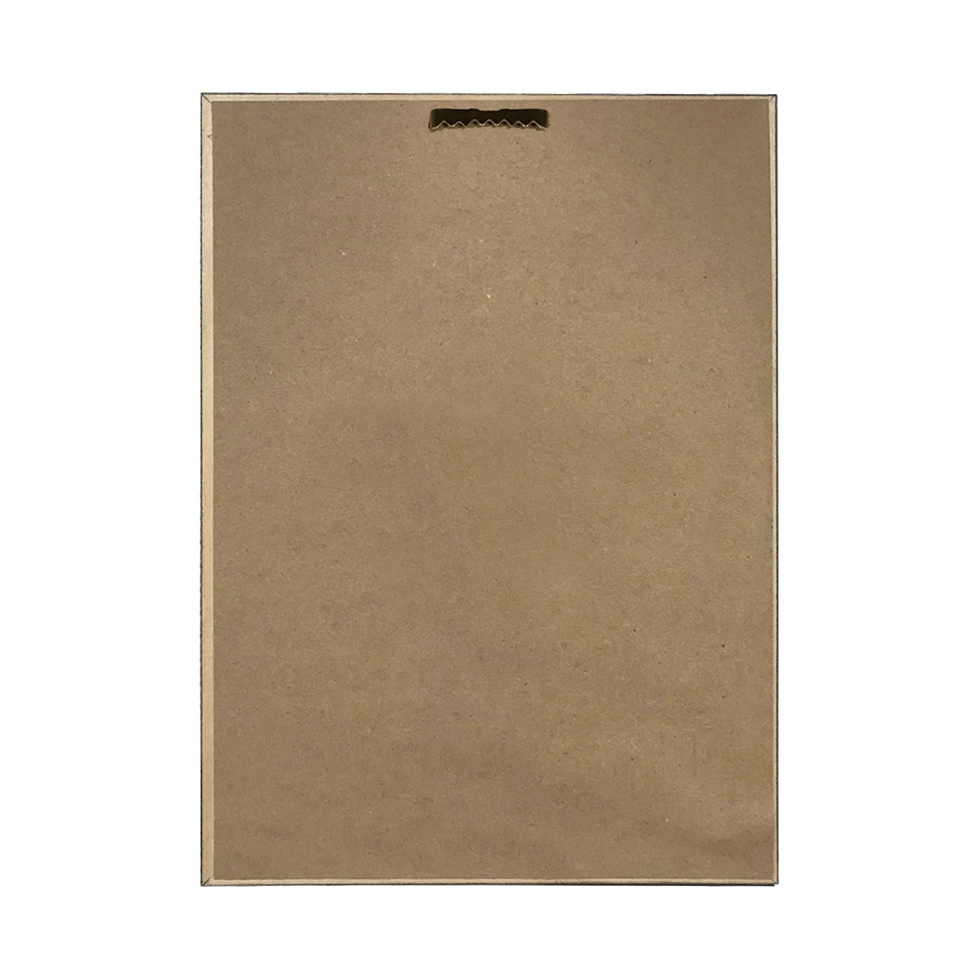 Back view with kraft paper and hanger on white background.