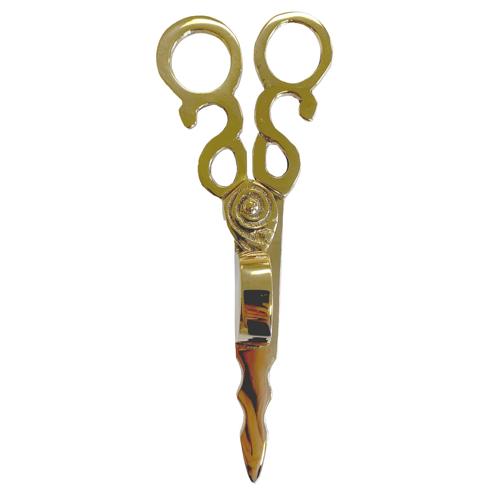 Gold decorative scissors on a white background
