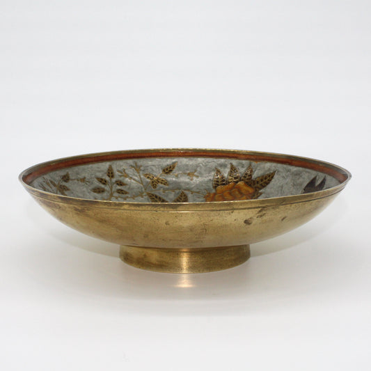 Cloisonné Botanical Brass Bowl