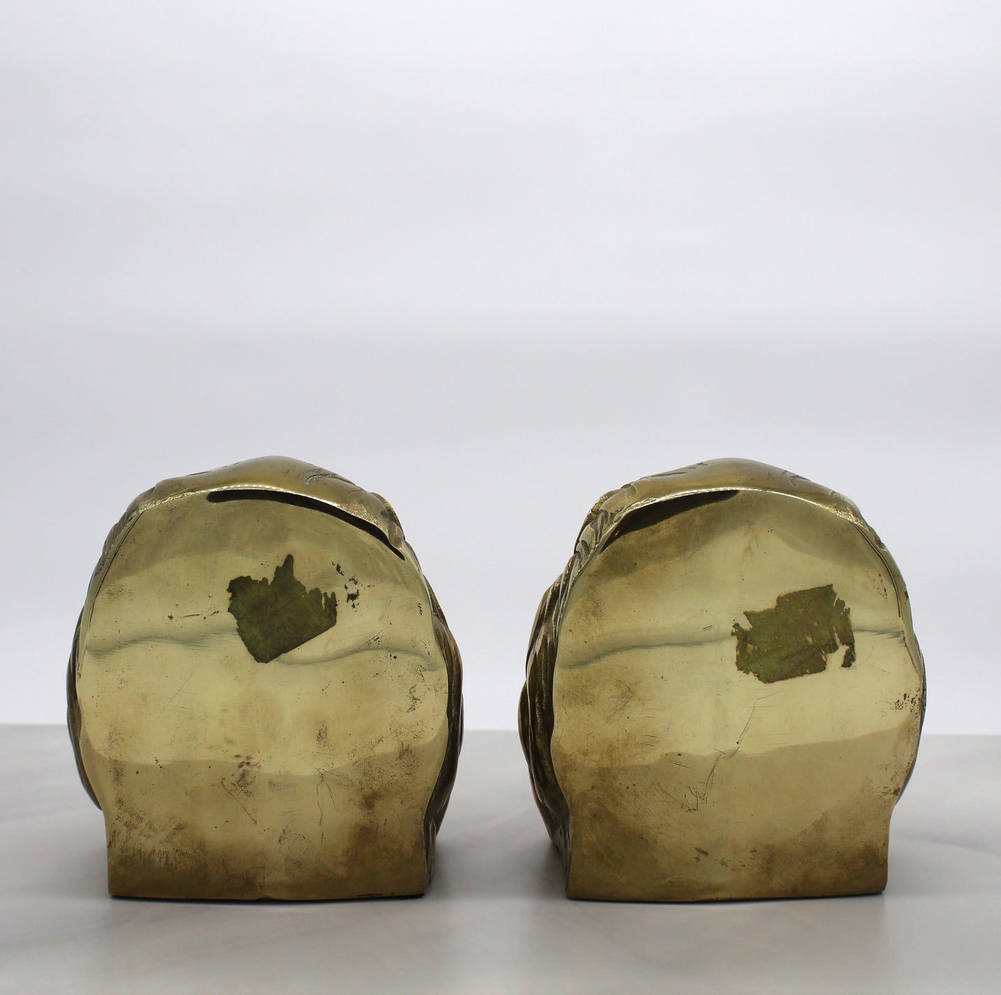 Pair of Midcentury Brass Lion Head Bookends