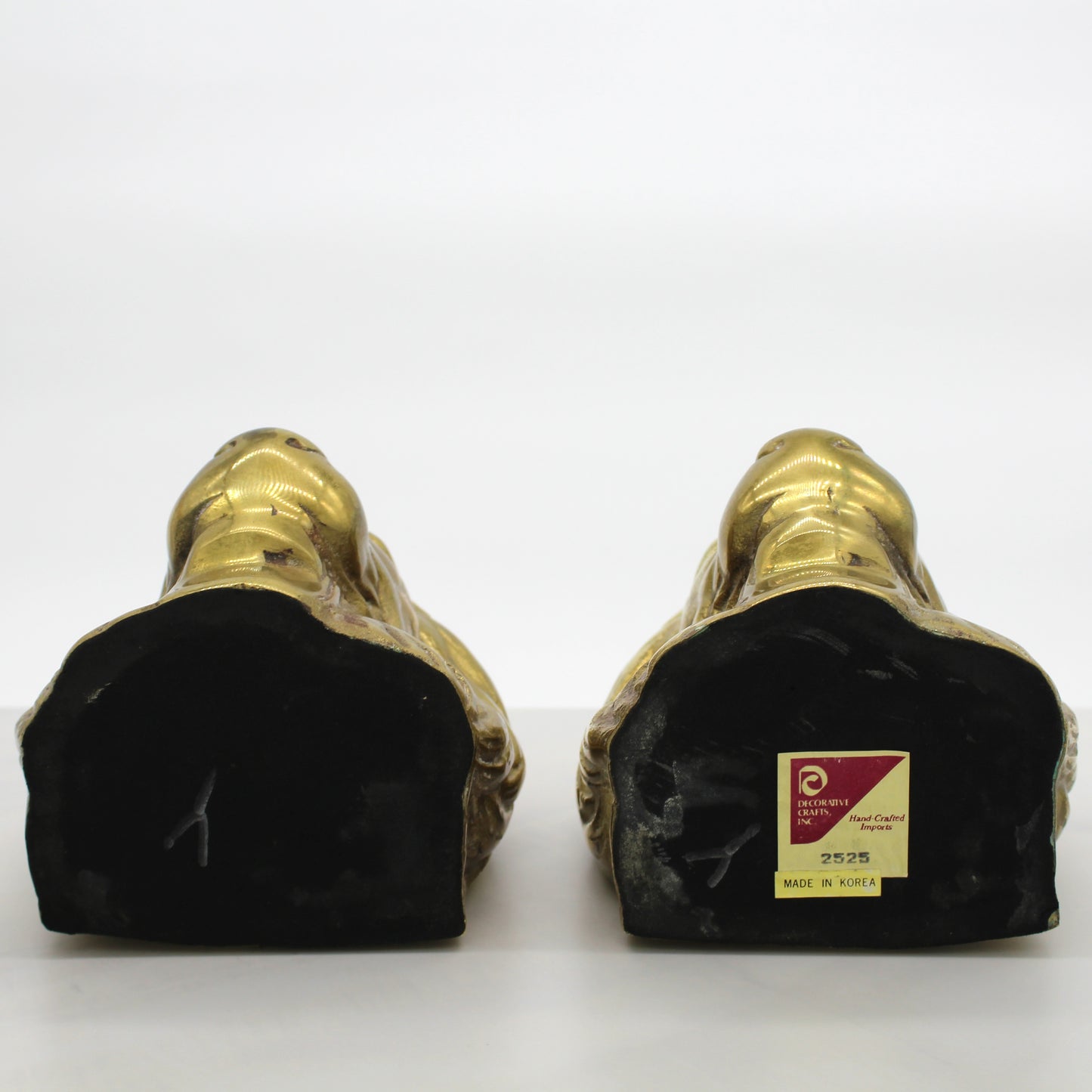 Pair of Midcentury Brass Lion Head Bookends