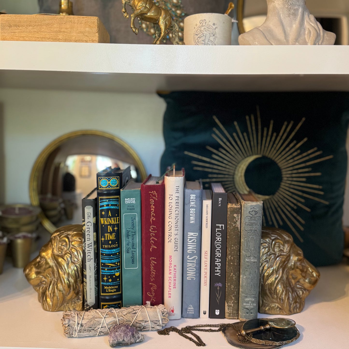Pair of Midcentury Brass Lion Head Bookends