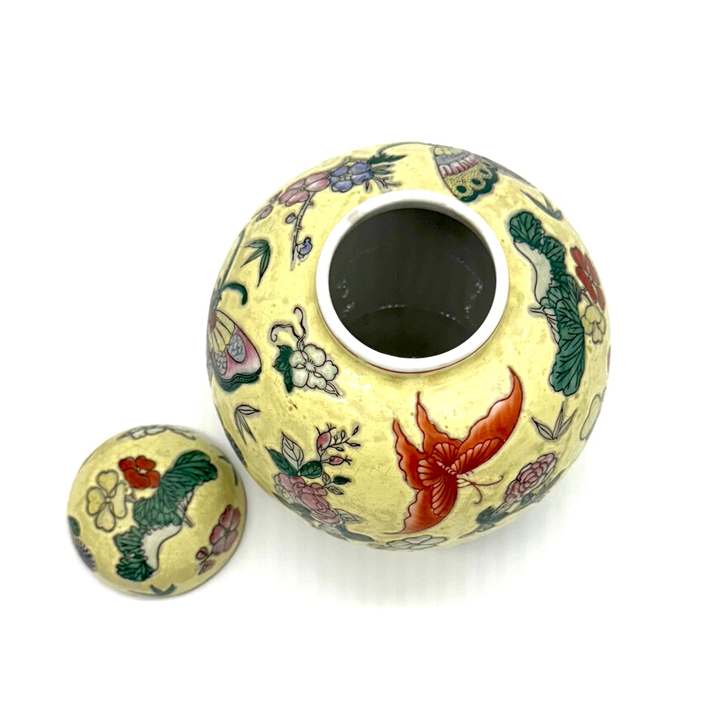 Vintage Chinese Macau Yellow Ginger Jar