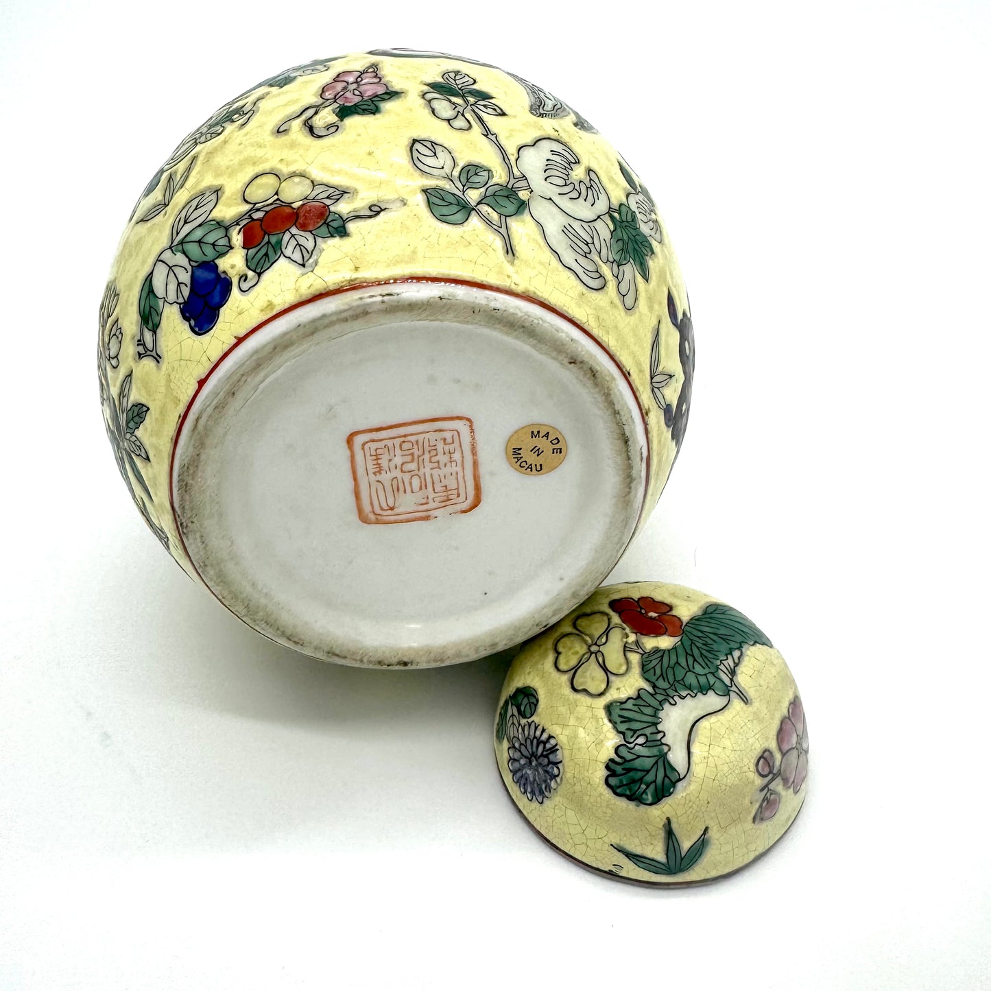 Vintage Chinese Macau Yellow Ginger Jar