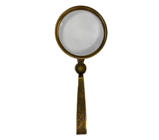 Decorative hand-held magnifying glass on a white background