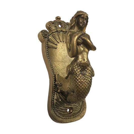 Bronze mermaid door knocker on a white background