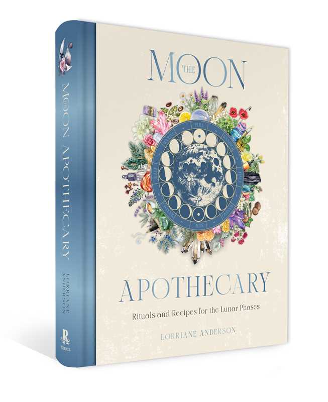 Book titled 'The Moon Apothecary' with decorative cover on a white background