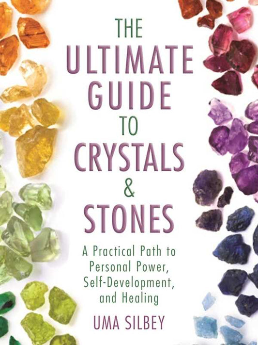 Book cover of 'The Ultimate Guide to Crystals & Stones' with colorful crystals on a white background.