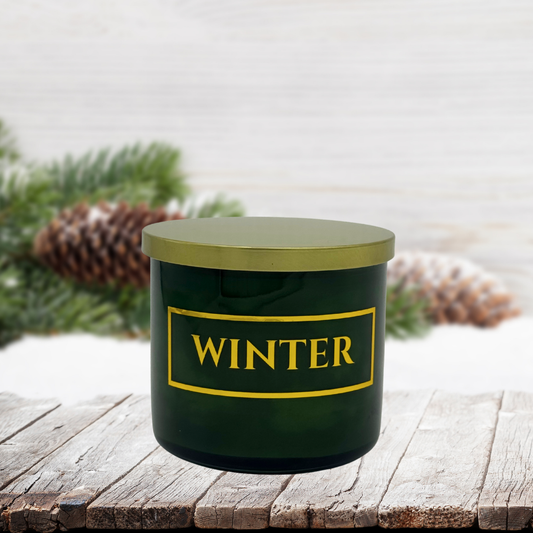 WINTER - Lidded Forest Green Glass Candle (PRE-SALE)