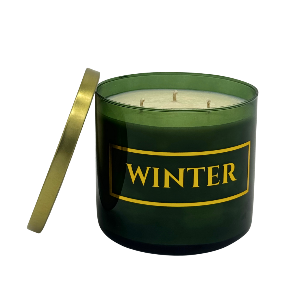WINTER - Lidded Forest Green Glass Candle (PRE-SALE)
