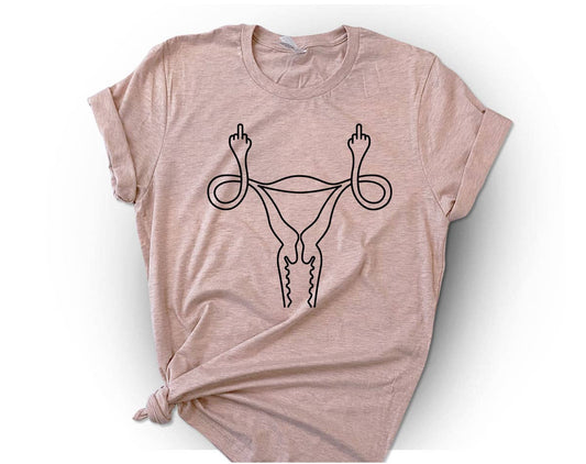 Middle Finger Uterus - Pro Choice Roe Vs Wade T-Shirt