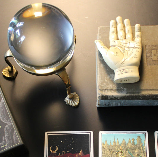 Vintage Crystal Ball with Brass Stand